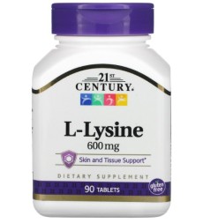 БАДы для мужчин и женщин 21 Century L-Lysine HCL 600 mg  (90 таб)