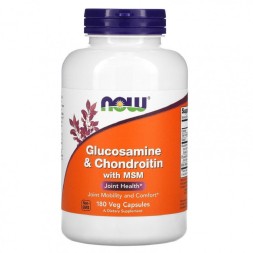 БАД для укрепления связок и суставов NOW Glucosamine &amp; Chondroitin with MSM   (180 vcaps)